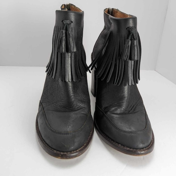 Madewell Adi Fringe Leather Ankle Booties, Women's 7.5, Black - Picture 2 of 7